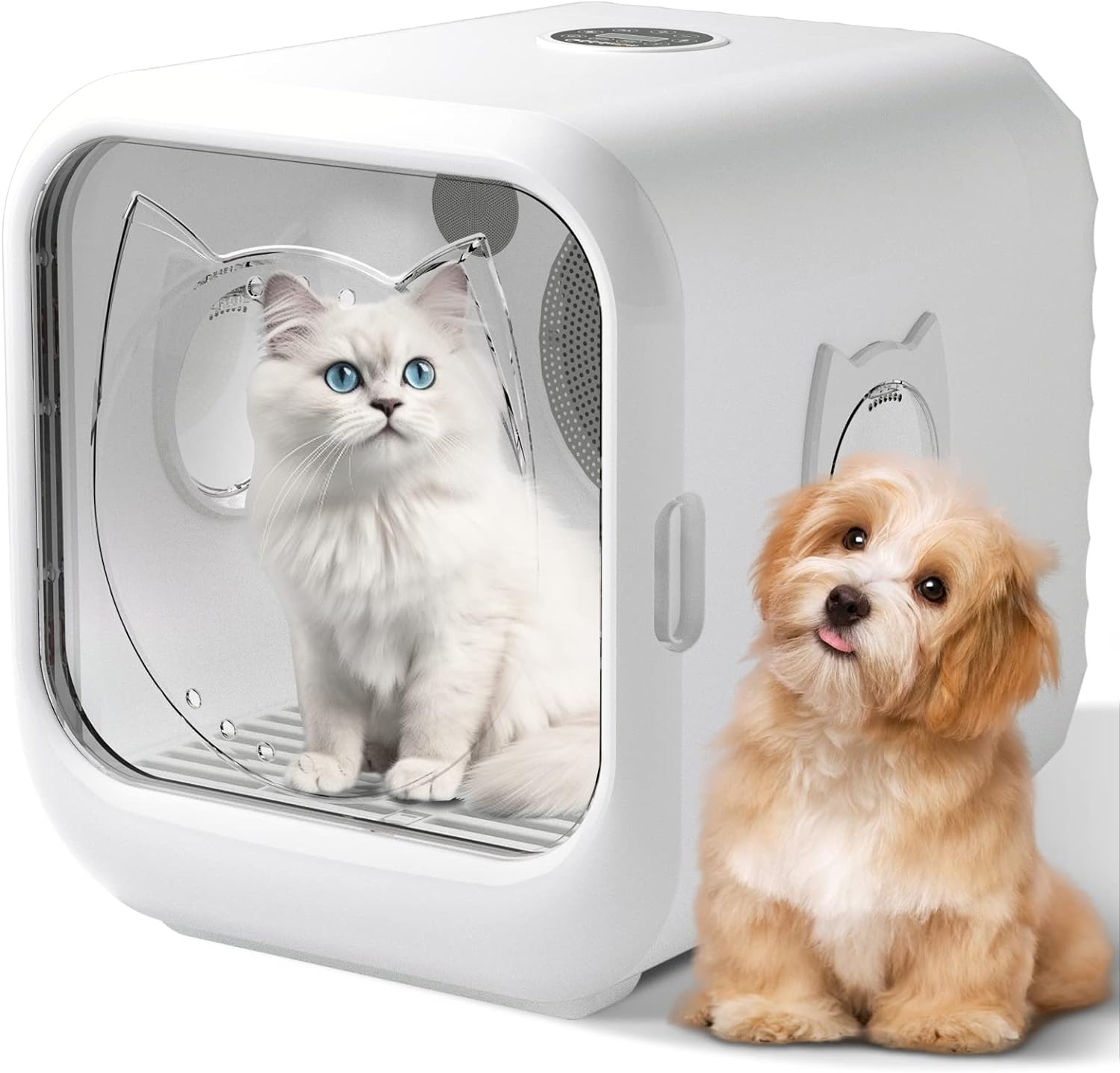 Automatic Pet Dryer for Cats and Small Dogs, Adjustable Temp Quiet Cat Dryer with Five Air Vents, 360 Drying Cat Dryer Machine, Fast Pet Dryer Box, Safe Cat Dryer Box with Timer